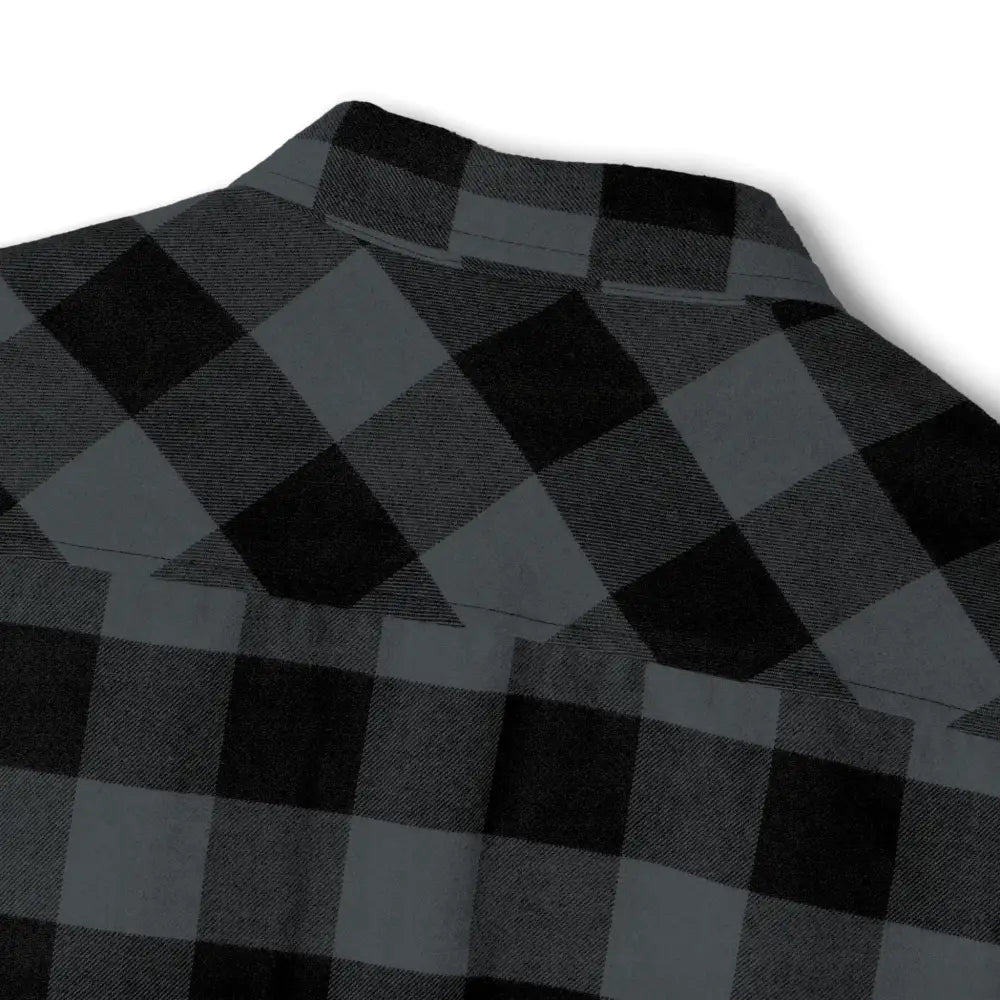 Black and grey buffalo plaid flannel shirt with flaming pumpkin design from PixiOnyx