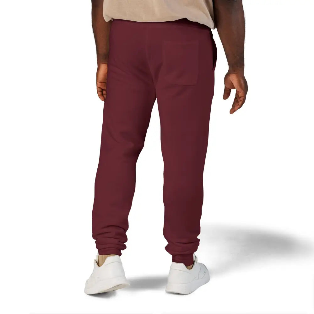 Maroon fleece sweatpants with ribbed cuffs from Flaming Pumpkin PixiOnyx Cozy Halloween Streetwear
