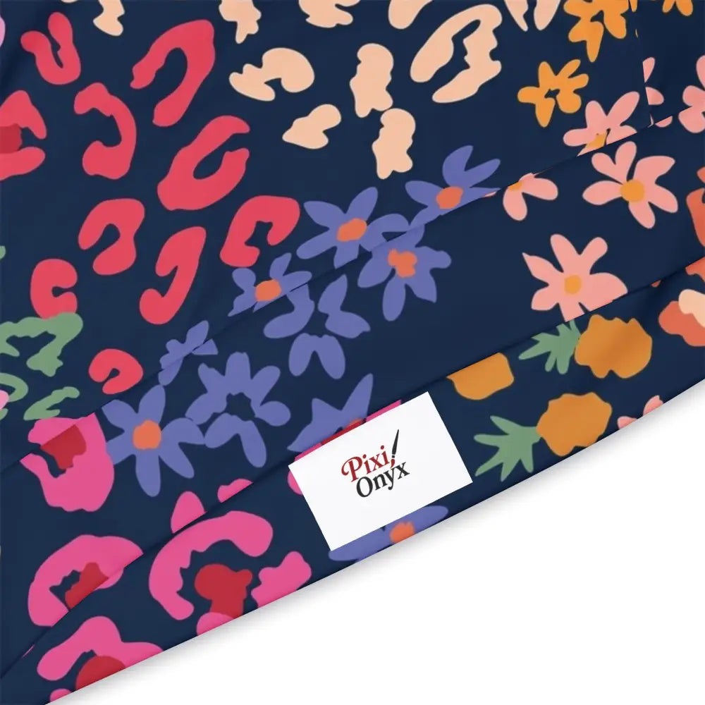 Floral and leopard print fabric for Unisex Hoodie Chromapulse Spots PixiOnyx Colorstorm Streetwear