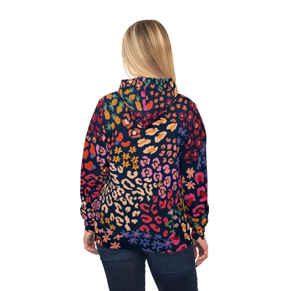 Colorful patterned unisex hoodie from PixiOnyx Chromapulse Spots Streetwear collection