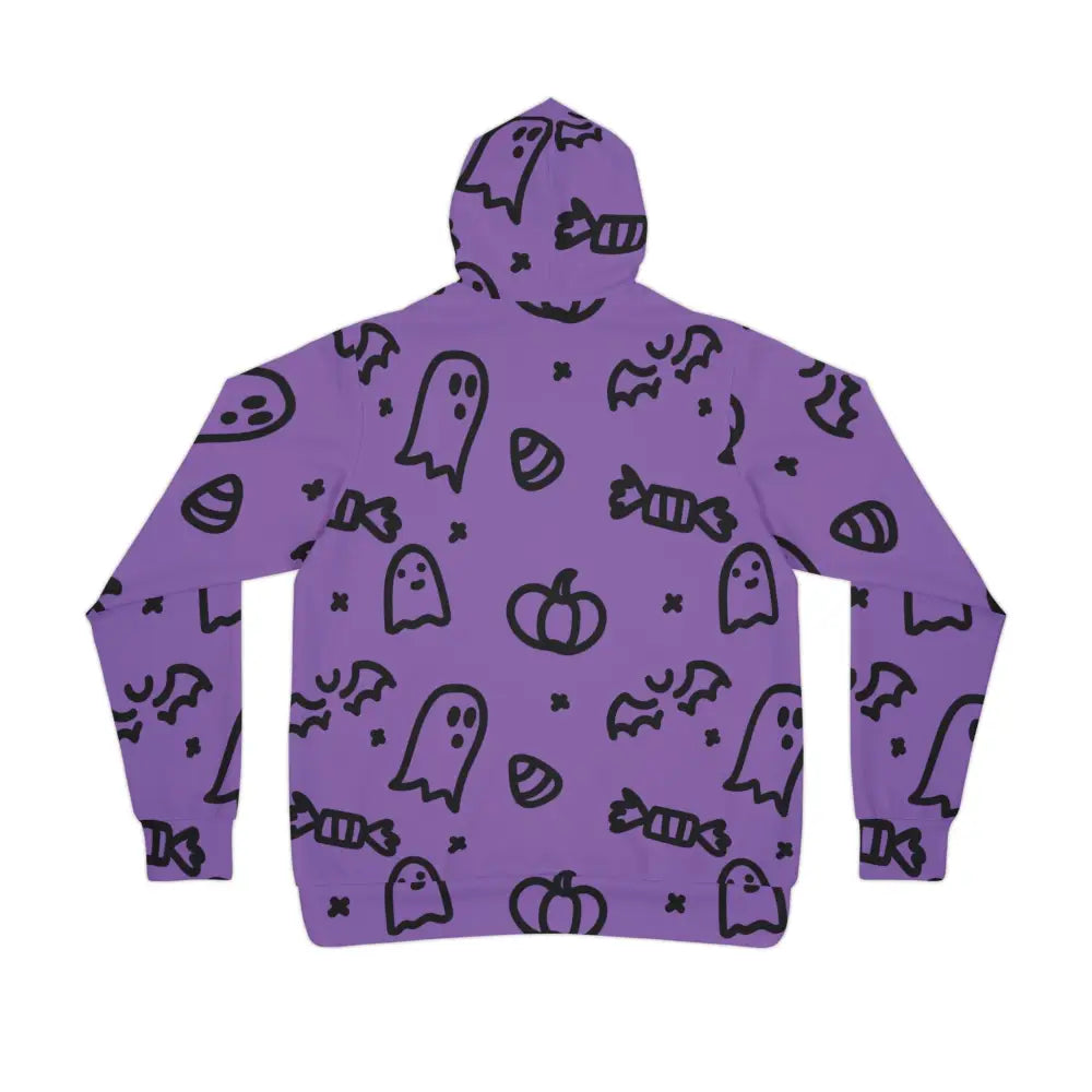 Purple hoodie with Halloween Ghosts athletic patterns from PixiOnyx Ghosts Athletic collection