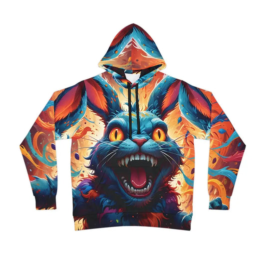 Colorful rabbit hoodie from PixiOnyx Firestorm Streetwear Unisex Hoodie Inferno Giggle
