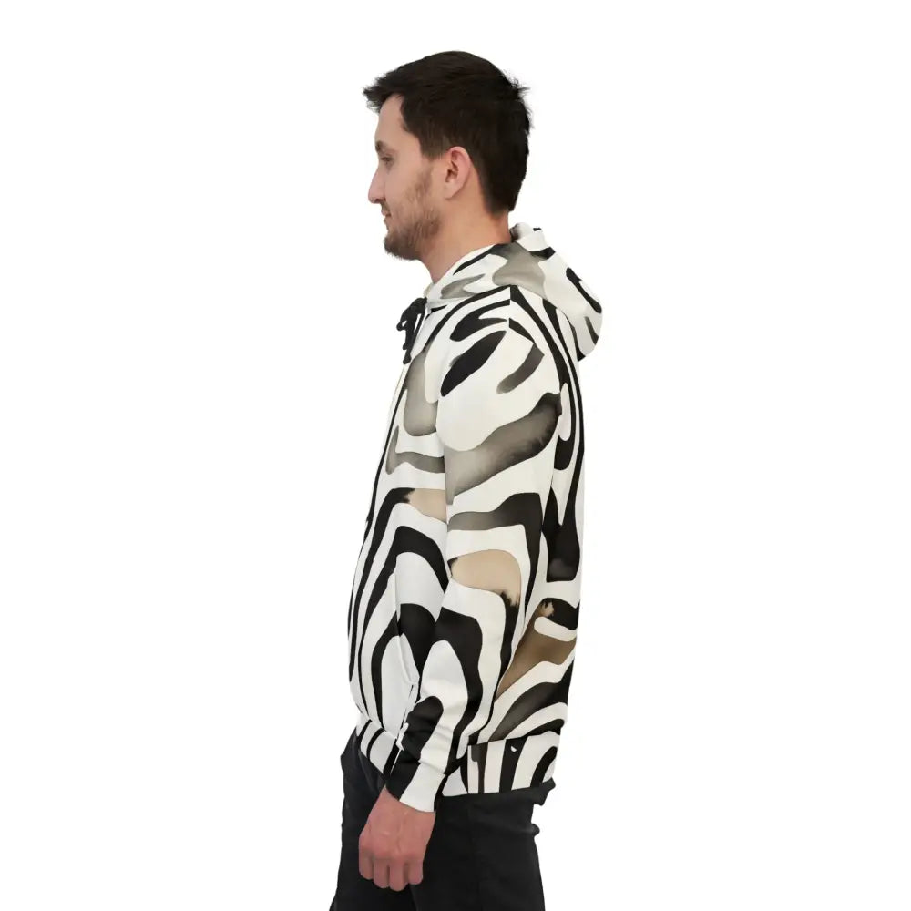 Zebra-striped hooded sweatshirt from PixiOnyx Monochrome Melt Surreal Patternwear