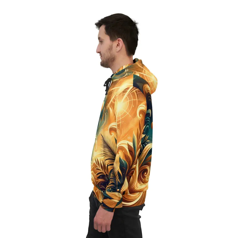 Patterned hooded sweatshirt with celestial swirl design from PixiOnyx Celestial Swirlwear