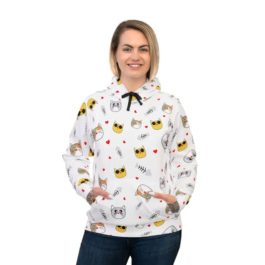 Cat-patterned hoodie from PixiOnyx Meowcore Drop featuring paws and whiskers design