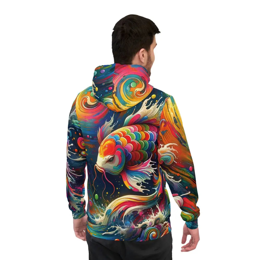 Colorful koi fish hoodie from PixiOnyx Vortex Streetwear Pulse product display
