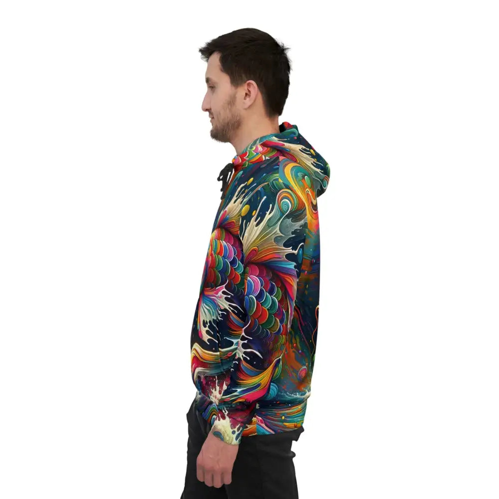 Colorful patterned hoodie from Unisex Hoodie Rainbow Koi PixiOnyx Vortex Streetwear Pulse