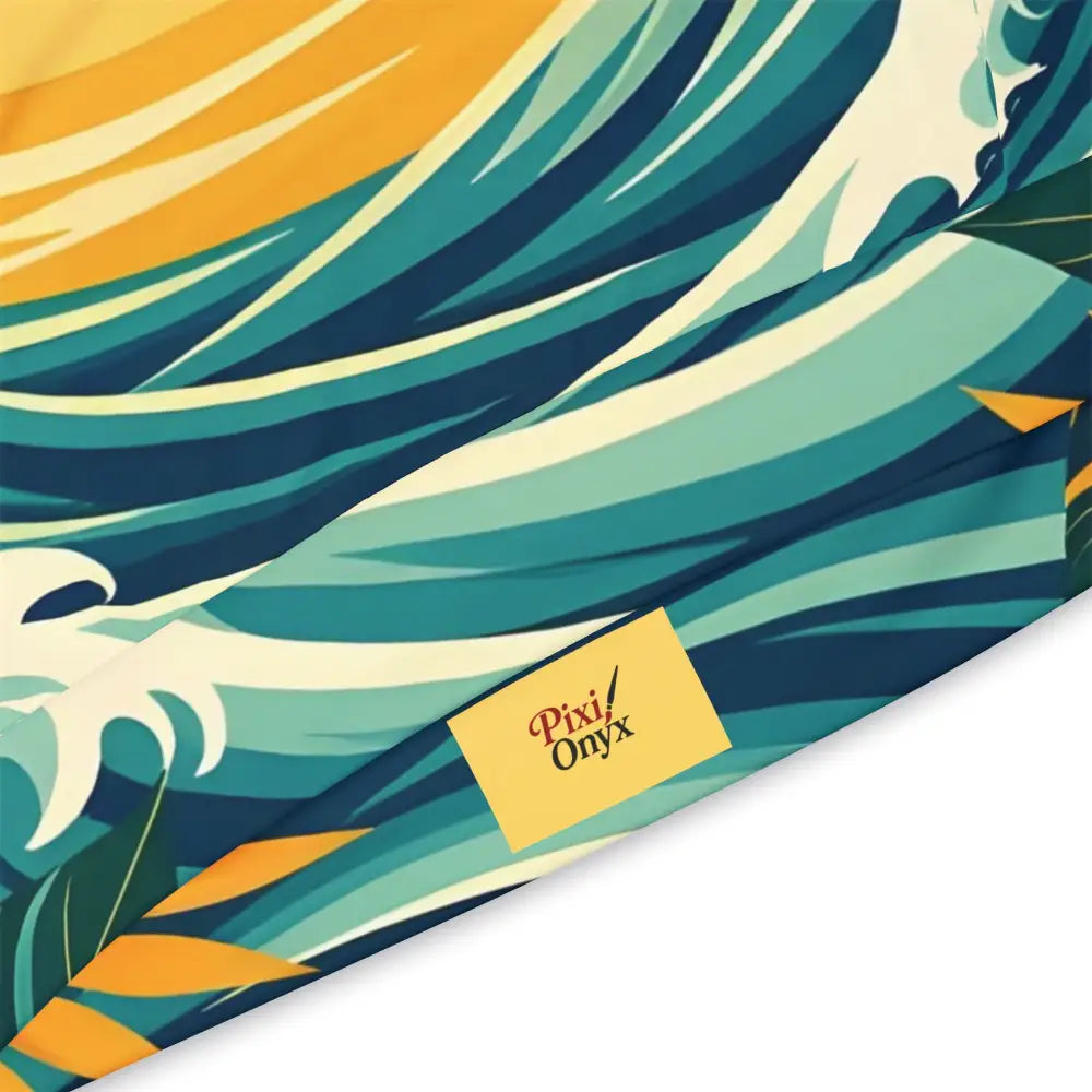 Stylized ocean wave pattern on Unisex Hoodie Tropical Wave PixiOnyx Mango Coastwear