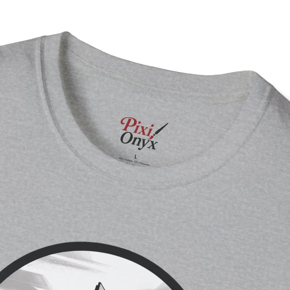 Light gray unisex softstyle t-shirt with ribbed knit collar and brand label from Urban Graphic Collection