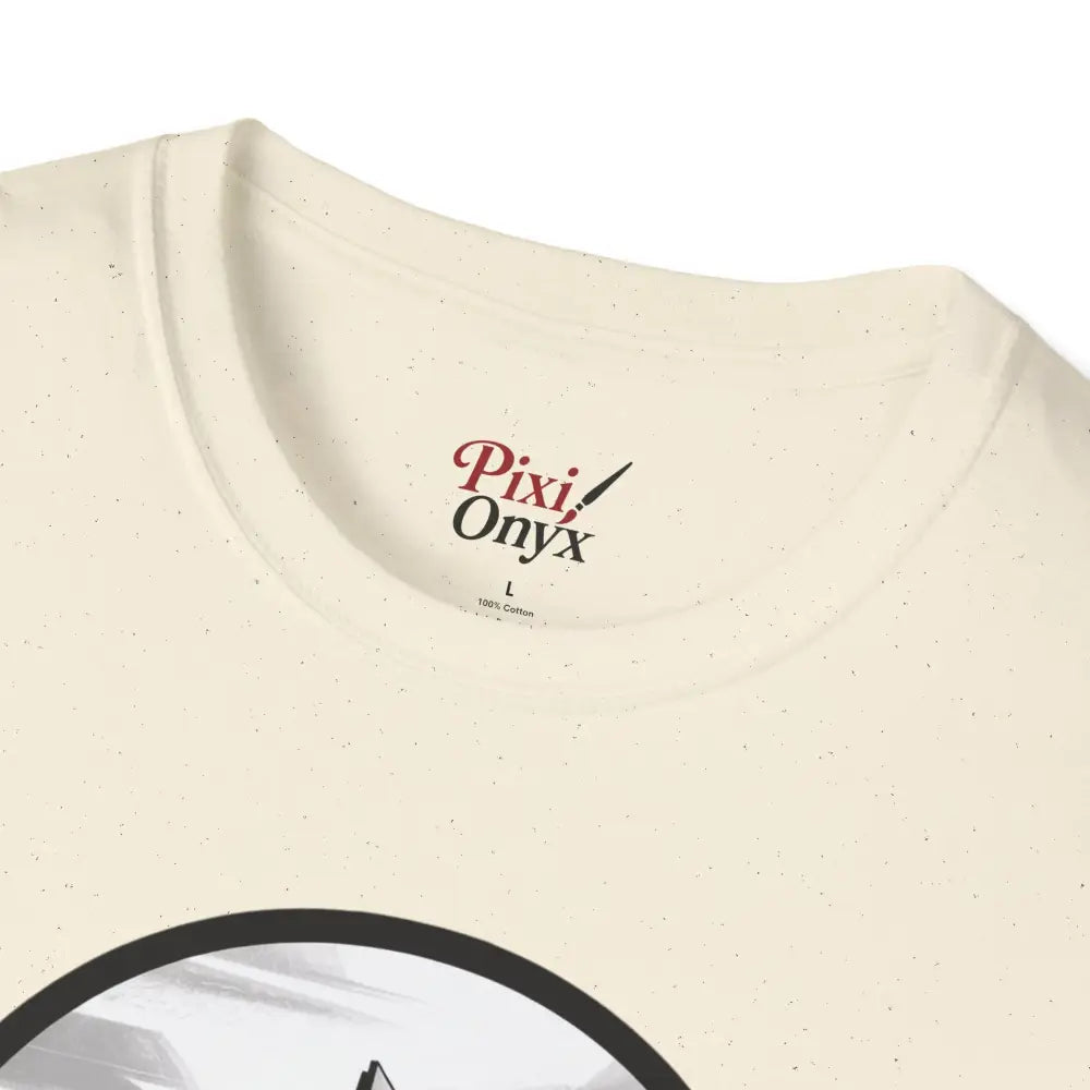 Cream-colored unisex softstyle t-shirt with ribbed knit collar, sustainable production design