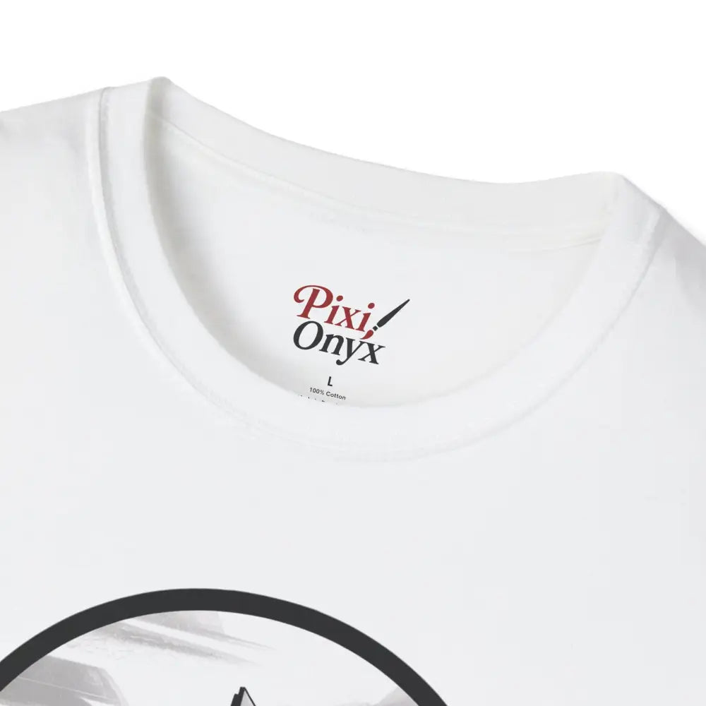 White unisex softstyle t-shirt with ribbed knit collar from sustainable production