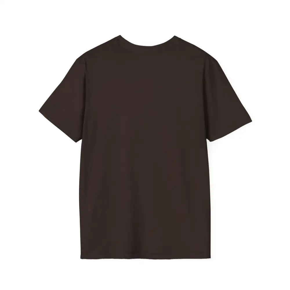 Plain dark brown softstyle t-shirt designed with elastic ribbed collar, casual nature wear