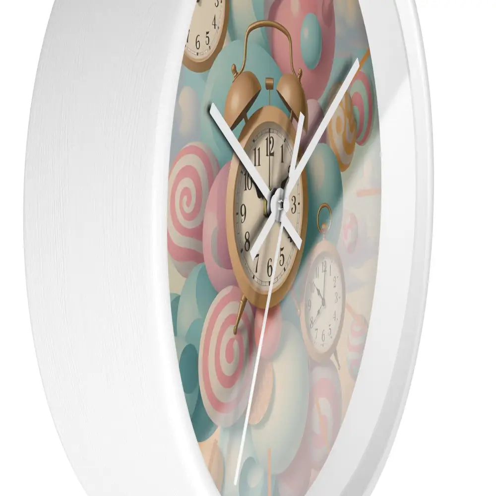 Candy-themed wall clock with pastel colors in PixiOnyx Whimsical Decor collection