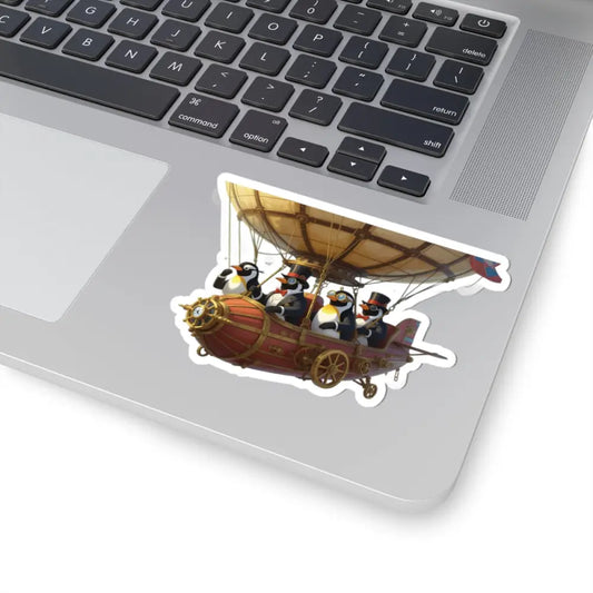 Steampunk Penguin Airship Sticker on Whimsical Penguin Balloon Stickers product