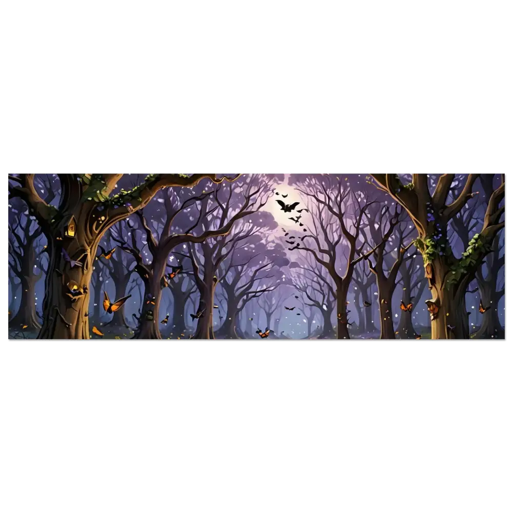 Spooky Halloween forest scene aluminum print displayed in Whispers of the Enchanted Forest product