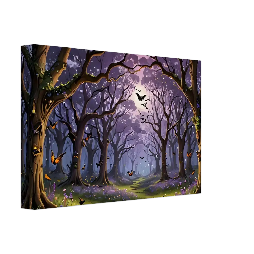 Enchanted forest canvas art displayed on Whispers of the Enchanted Forest Canvas Print by PixiOnyx