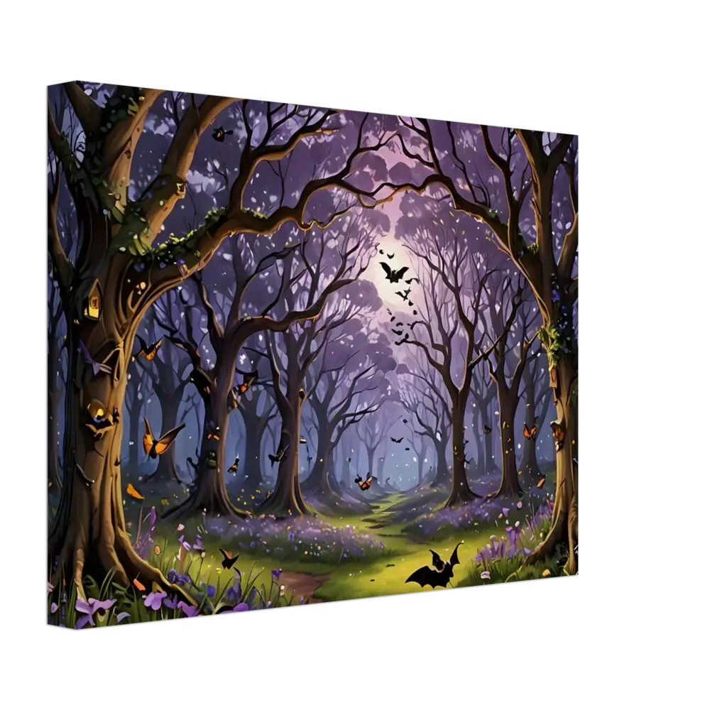 Enchanted Halloween Forest canvas print from PixiOnyx showcasing mystical woodland scene
