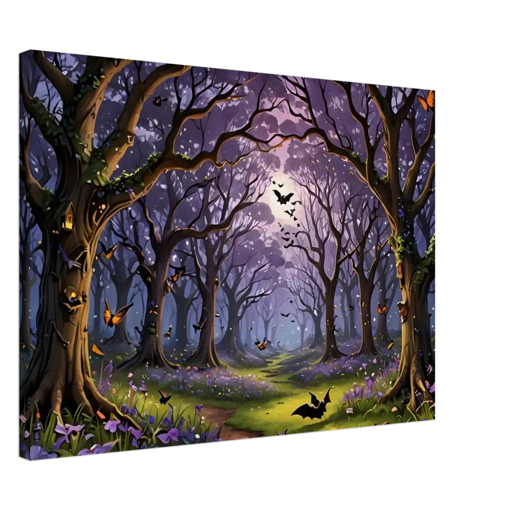 Enchanted forest canvas art displayed on Whispers of the Enchanted Forest Canvas Print by PixiOnyx