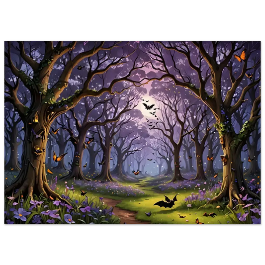 Enchanted Halloween forest scene from Whispers of the Enchanted Forest fantasy poster