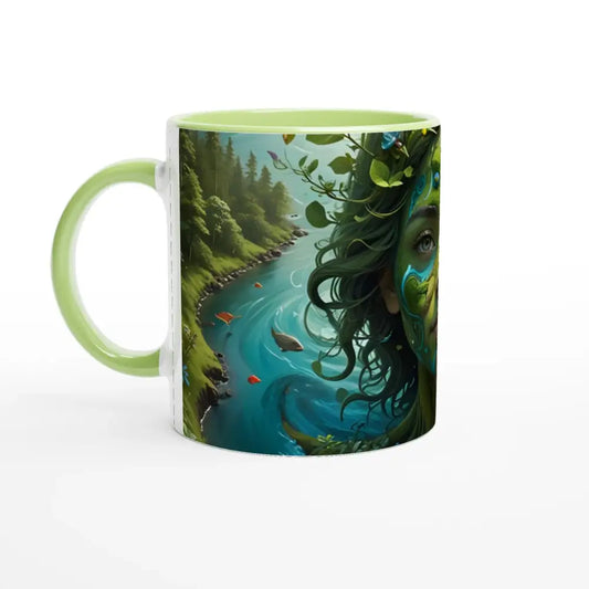 Green-themed ceramic mug with color inside from PixiOnyx Nature Brew