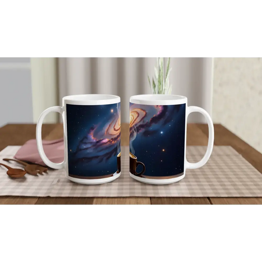 Two galaxy-themed 15oz ceramic mugs from PixiOnyx Dreamscape Drinkware
