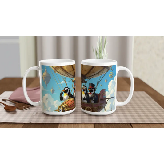Two Penguin-Themed Mugs from White 15oz Mug Penguin Zeppelin Society PixiOnyx