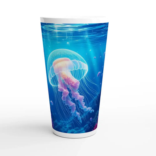Jellyfish-themed latte mug from White Latte 17oz Ceramic Mug Glowing Wanderer Cosmic Drift
