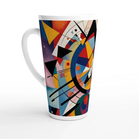 Tall latte mug with abstract rhythmical geometric art for White Latte 17oz Ceramic Mug