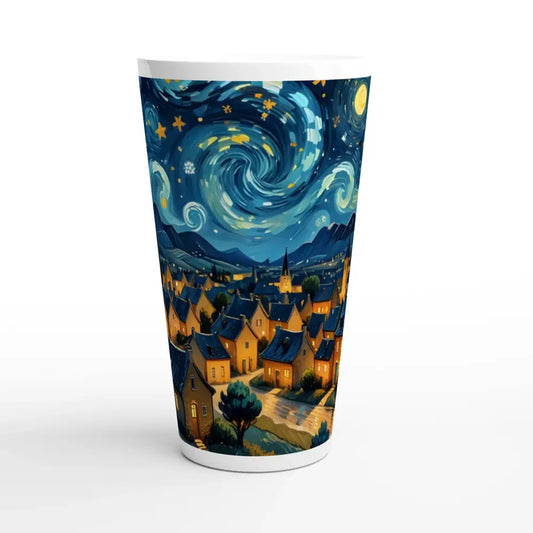 White Latte 17oz Ceramic Mug with Starry Night Sky Design from PixiOnyx Morning Ritual
