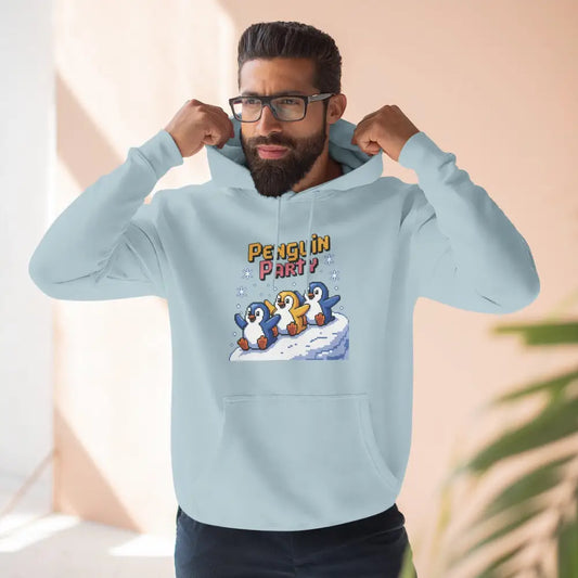 Winter Penguin Unisex Party Hoodie Cozy Fleece Sweatshirt for Holiday Fun Christmas Celebrations Gift Animal Lovers XS