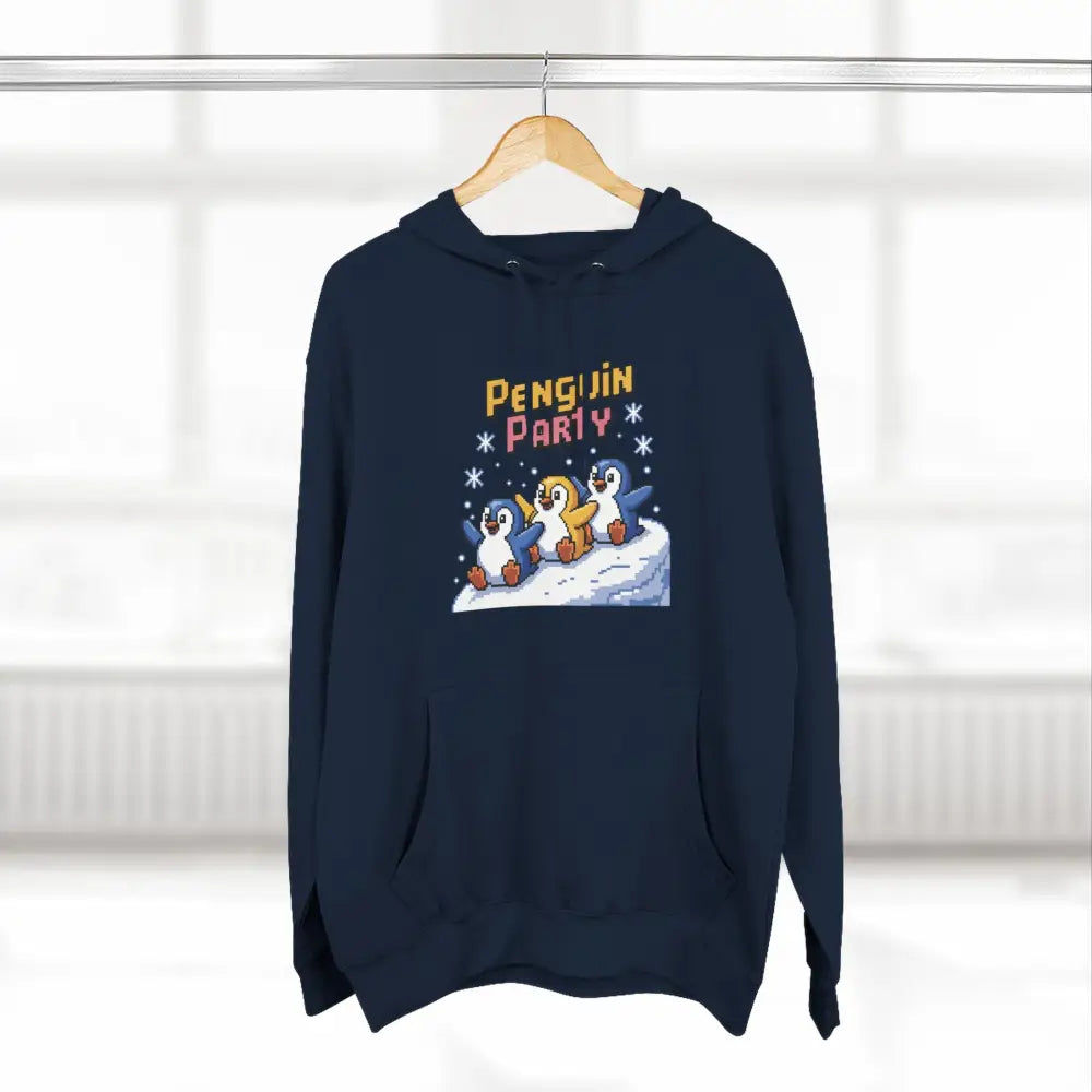 Winter Penguin Unisex Party Hoodie Cozy Fleece Sweatshirt for Holiday Fun Christmas Celebrations Gift Animal Lovers
