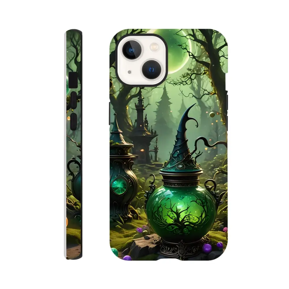 Witchy phone case with magical forest design for iPhone offering double-layer protection