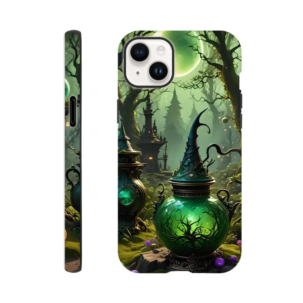 Whimsical witchy phone case featuring magical forest design for iPhone with double-layer protection