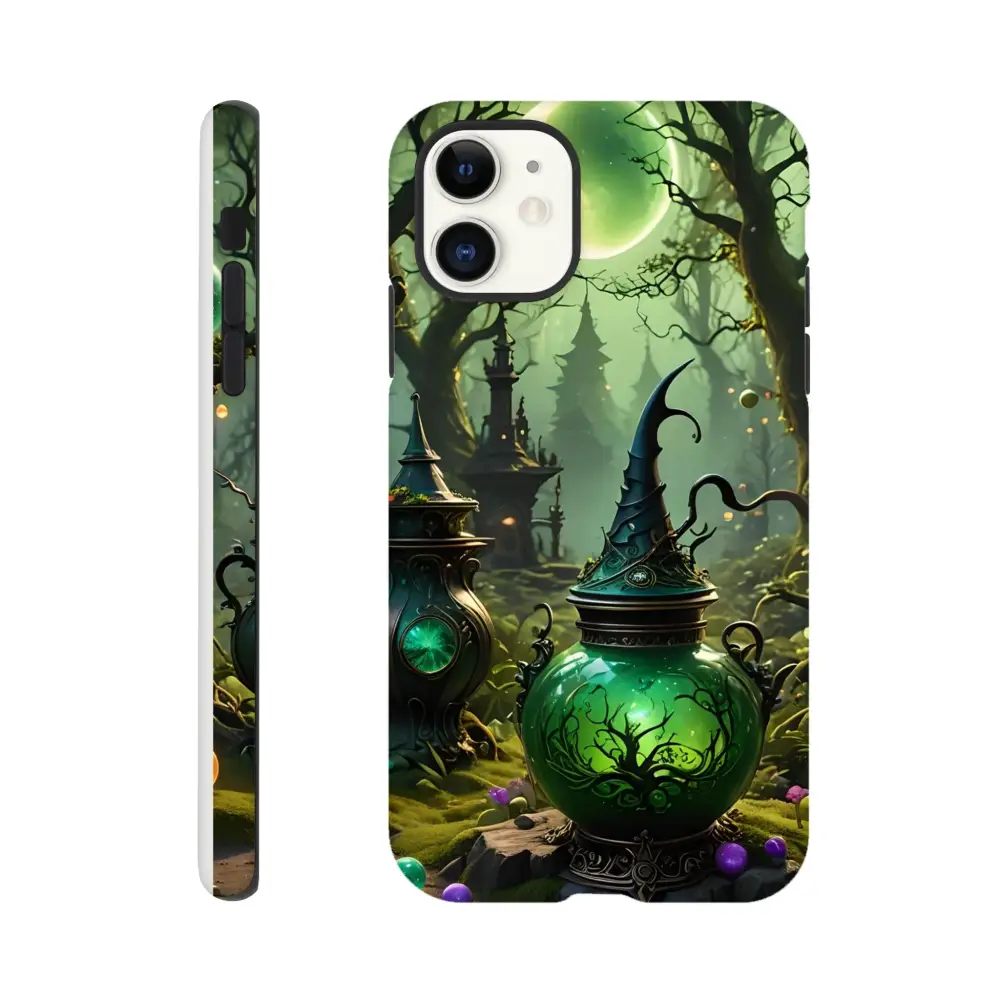 Fantasy-themed phone case with magical forest design for iPhone offering double-layer protection