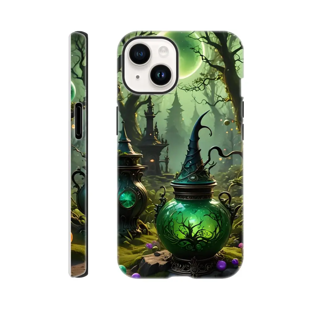 Witchy forest phone case for iPhone with magical forest design and double-layer protection