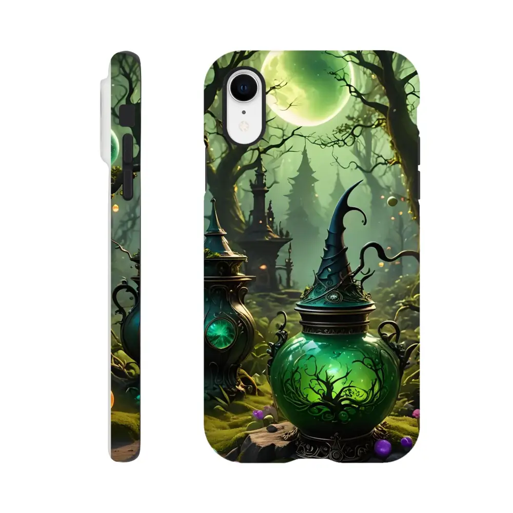 Witchy phone case with mystical forest design for iPhone offering double-layer protection