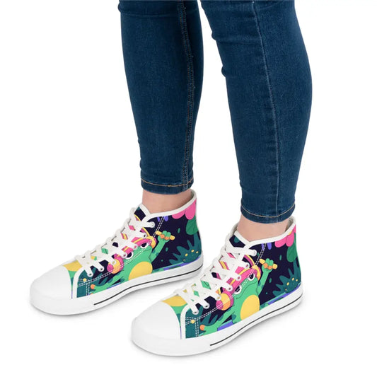 Cartoon frog high-top sneakers from DJ Frog Lilygroove PixiOnyx Festival Kicks