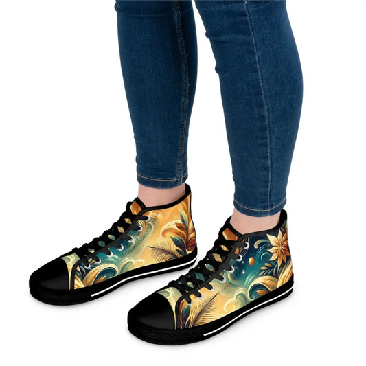 Floral-patterned high-top sneakers from PixiOnyx Footwear Flux Women’s Nebula Bloom Cascade