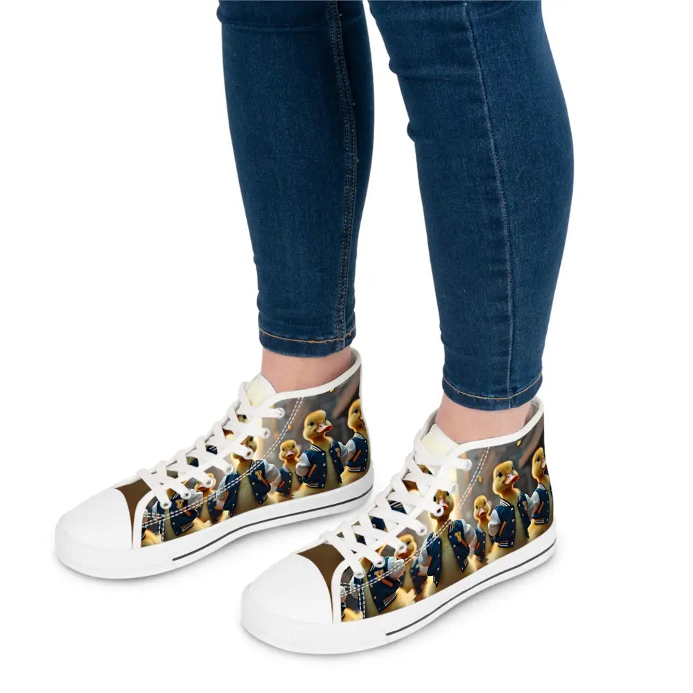 Women’s high top sneakers with duck design from PixiOnyx Street Surreal Footwear