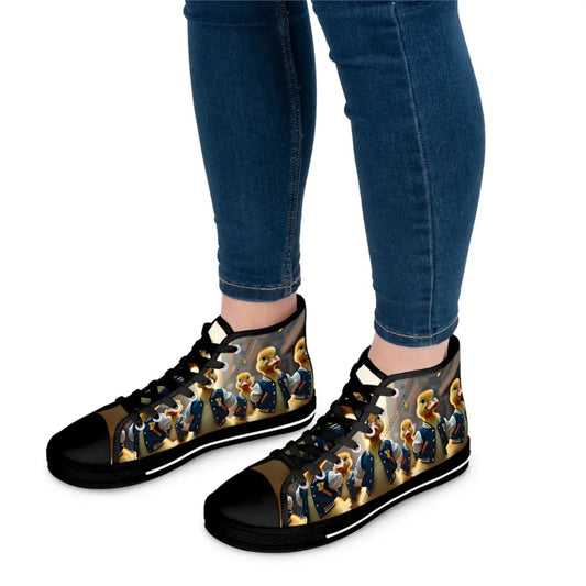 Duck-themed high-top sneakers from PixiOnyx Street Surreal Footwear women’s collection