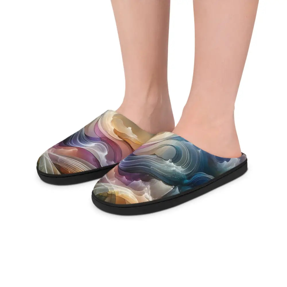 Abstract-patterned Women’s Indoor Slippers from PixiOnyx Celestial Layer Flux Series
