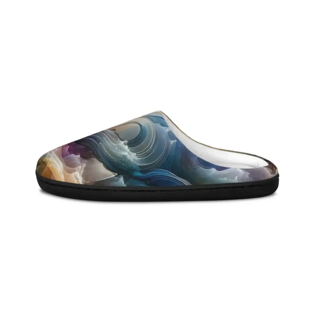 Abstract-patterned women’s indoor slippers from PixiOnyx Celestial Layer Flux series