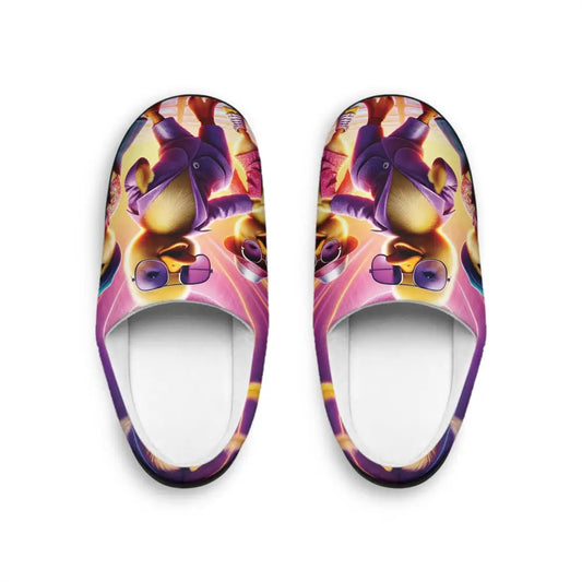 Women’s Indoor Slippers Disco Ducklings vibrant cartoon comfort novelty slippers