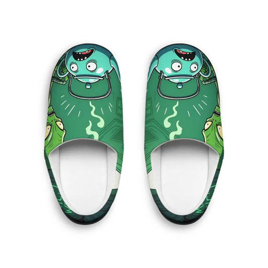 Cartoon monster slippers for women with alien design from Cozy Sci-Fi House Shoes collection