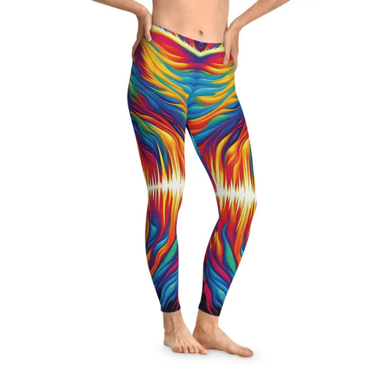 Colorful abstract-patterned leggings for activewear in Women’s Sonic Scream PixiOnyx collection