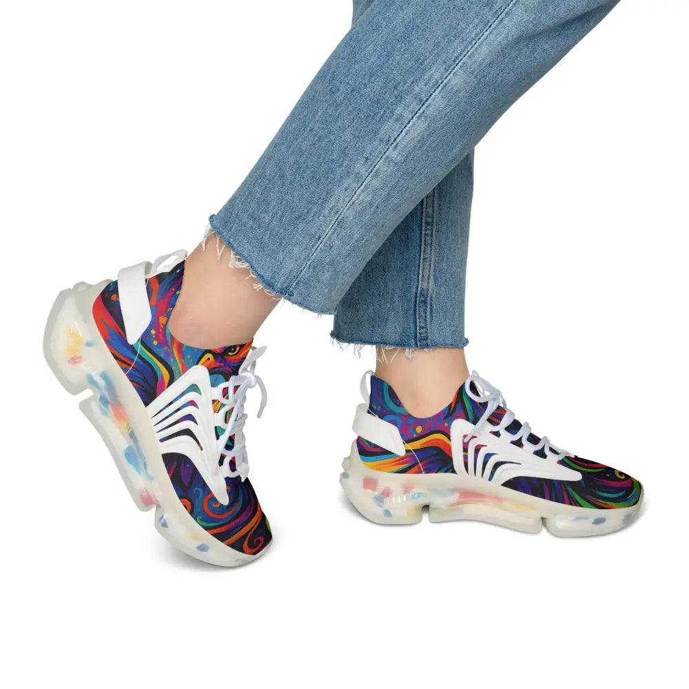 Colorful patterned Mesh Sneakers for women from PixiOnyx Neon Flame collection