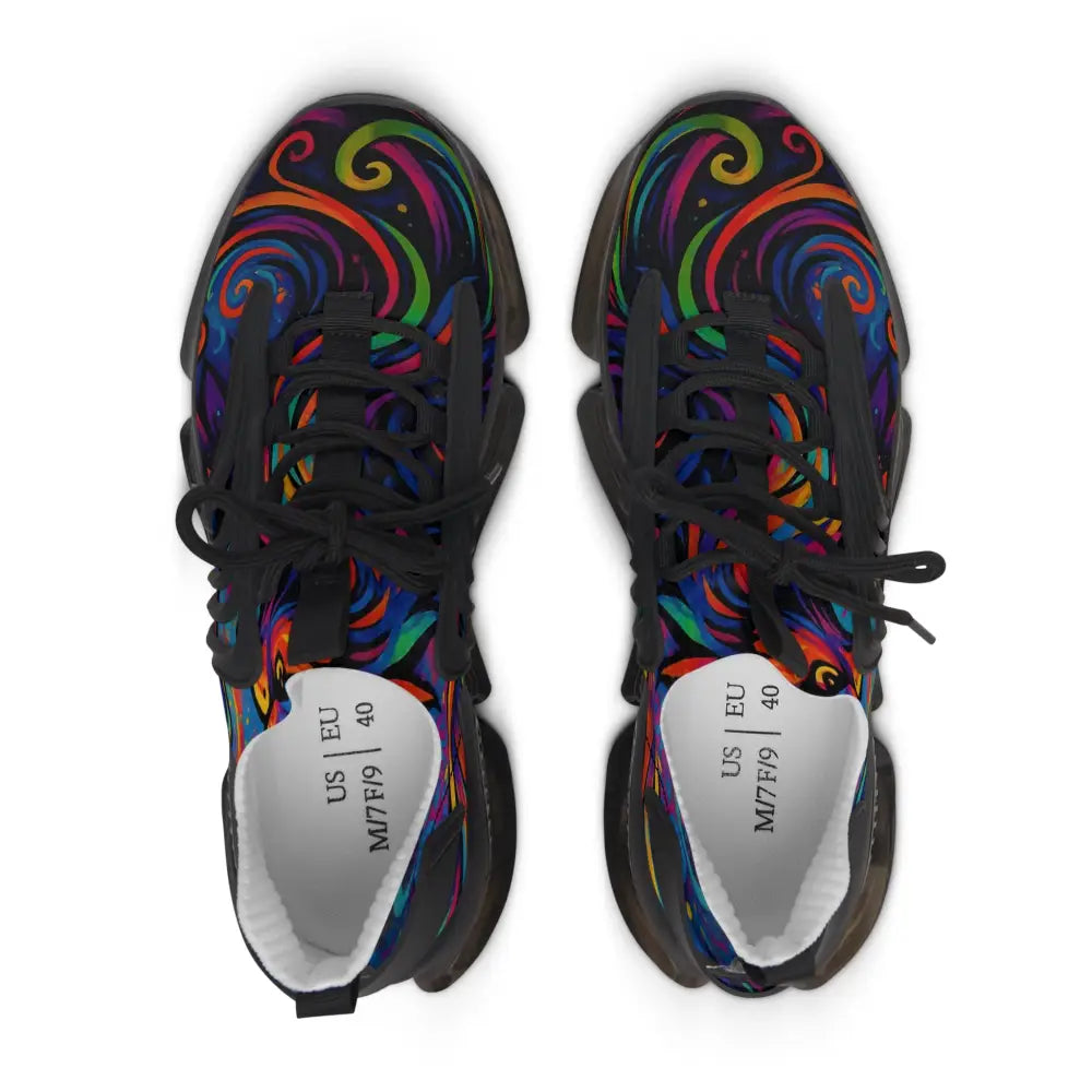 Colorful swirl-patterned Women’s Mesh Sneakers from PixiOnyx Neon Flame collection