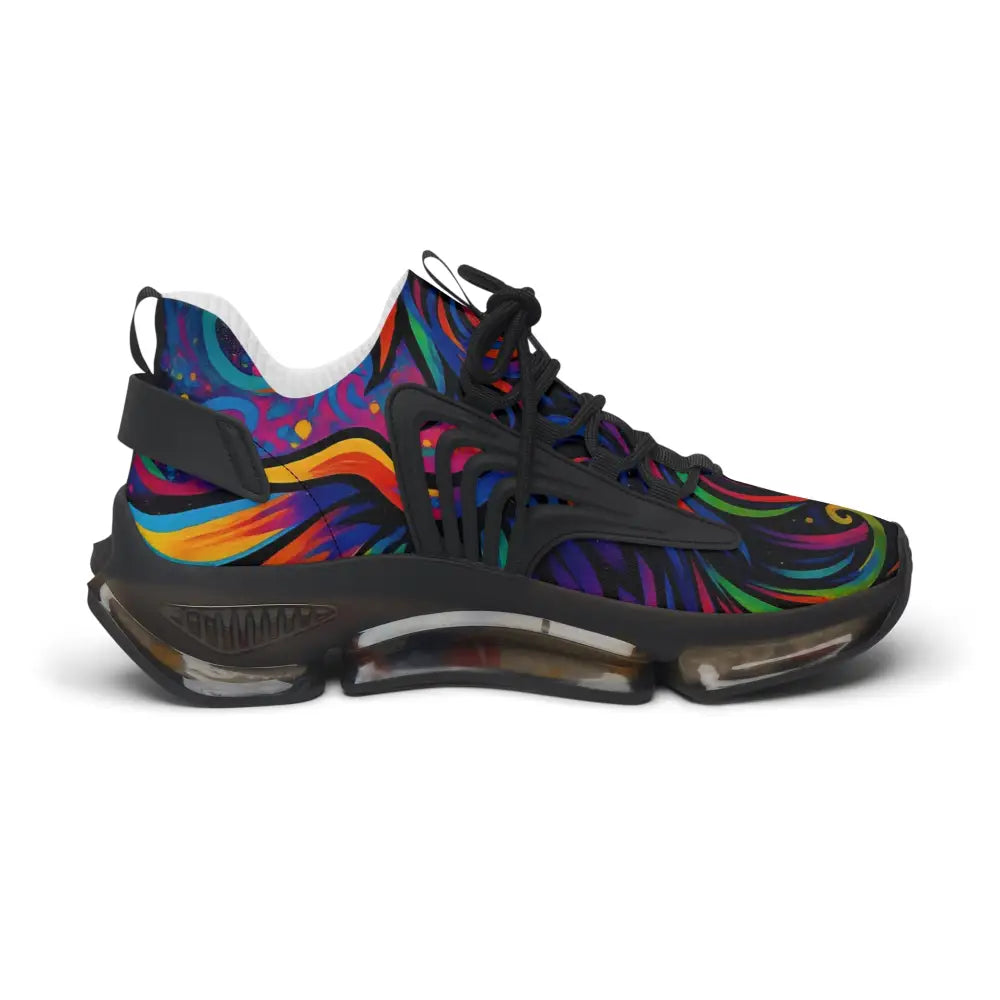 Colorful patterned athletic shoe from Women’s Mesh Sneakers Rebirth in Neon Flame PixiOnyx
