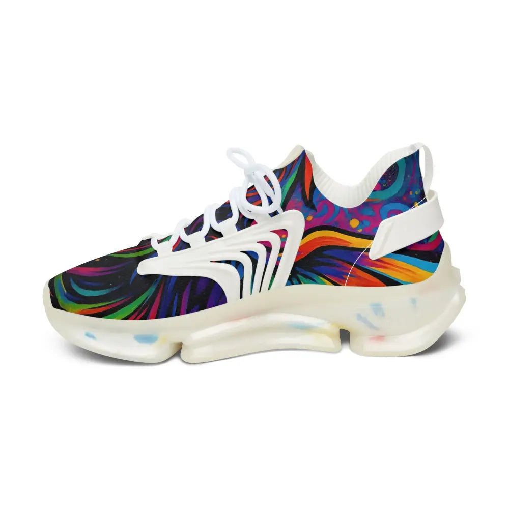 Colorful patterned athletic shoe from Women’s Mesh Sneakers Rebirth in Neon Flame by PixiOnyx