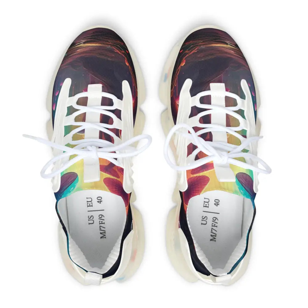 Colorful patterned sneakers from Women’s Mesh Sneakers Shroom Bloom PixiOnyx Surreal Streetwear